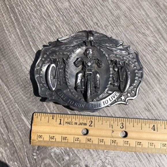 Live to ride ride to live motorcycle American belt buckle numbered - Picture 4 of 5